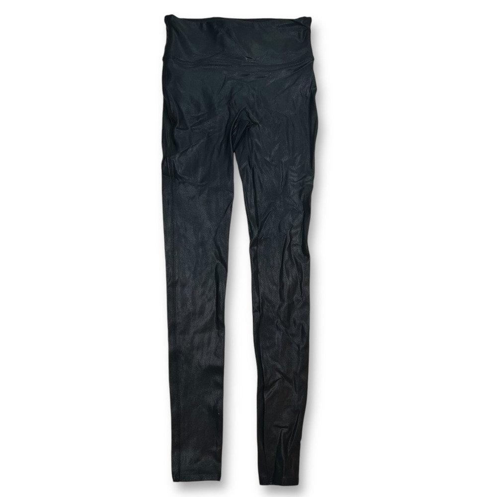 Spanx Faux Leather Shine Leggings Tummy Control Black‎ Womens Small